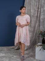 women cotton puffed sleeve tiered volume dress pink | whispers & anarchy
