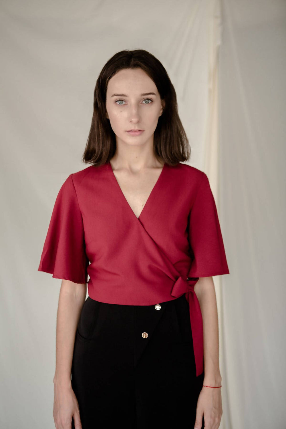 Side Tie Top in Red