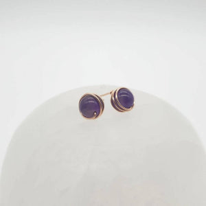 Amethyst wire wrapped Earstuds