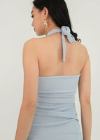 Allure Padded Halter Dress In Baby Blue #6stylexclusive

