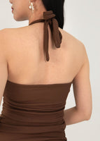 Allure Padded Halter Dress In Brown #6stylexclusive
