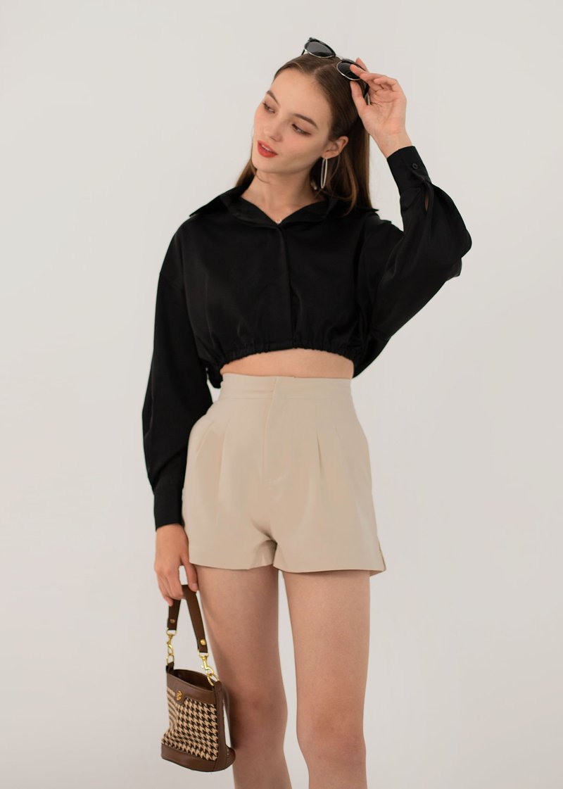 Amplify Collared Top In Black #6stylexclusive