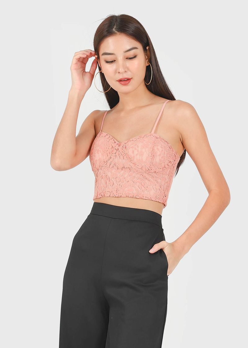 Arielle Lace Padded Bralet In Coral #6stylexclusive