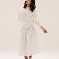 NONA Oran Tiered Poplin Dress White - Nona x WSQ x TVF Perspective