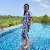 Soft Lilac Floral Kaftan Long Dress - SOLD OUT