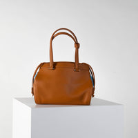 Vecto Gusset Bag in Tan with Azure Gusset