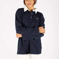 BRIANNE POLO LONG SLEEVE TOP (W/ SMILEY)