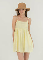 Clover Eyelet Babydoll Romper Dress In Sunshine Yellow #6stylexclusive
