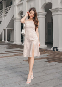 CNY'22 Oriental Halter Slit Dress In Gold #6stylexclusive