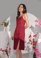 CNY'22 Oriental Halter Slit Dress In Wine Red #6stylexclusive
