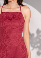 CNY'22 Oriental Halter Slit Dress In Wine Red #6stylexclusive
