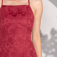 CNY'22 Oriental Halter Slit Dress In Wine Red #6stylexclusive