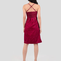 CNY'22 Oriental Halter Slit Dress In Wine Red #6stylexclusive