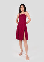 CNY'22 Oriental Halter Slit Dress In Wine Red #6stylexclusive
