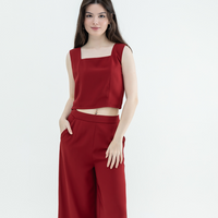 [Co-Ord] Maroon Square Neck Crop Top