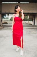 DAINTY PLEATED DRESS (RED)
