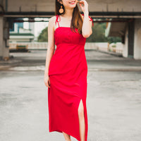 DAINTY PLEATED DRESS (RED)