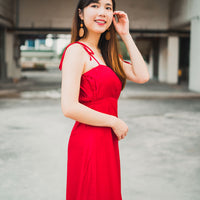 DAINTY PLEATED DRESS (RED)