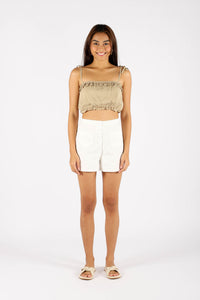 DALLE CROPPED CAMI TOP (MOSS BROWN)