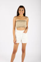 DALLE CROPPED CAMI TOP (MOSS BROWN)
