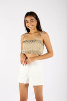 DALLE CROPPED CAMI TOP (MOSS BROWN)
