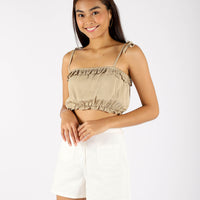 DALLE CROPPED CAMI TOP (MOSS BROWN)