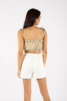 DALLE CROPPED CAMI TOP (MOSS BROWN)
