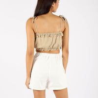 DALLE CROPPED CAMI TOP (MOSS BROWN)