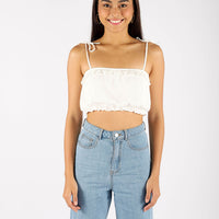 DALLE CROPPED CAMI TOP (WHITE)