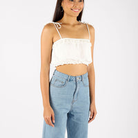 DALLE CROPPED CAMI TOP (WHITE)