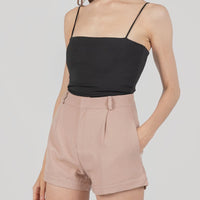 Delusional Curved Shorts In Nude Pink #6stylexclusive