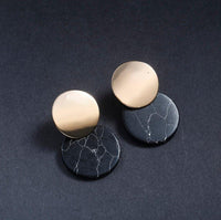 double drop natural stone earrings - black marble - Whispers & Anarchy
