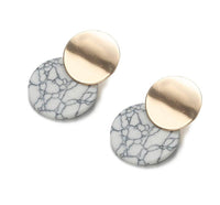 double drop natural stone earrings - white marble - Whispers & Anarchy
