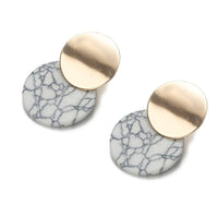double drop natural stone earrings - white marble - Whispers & Anarchy