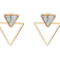 double triangle white marble earrings - Whispers & Anarchy