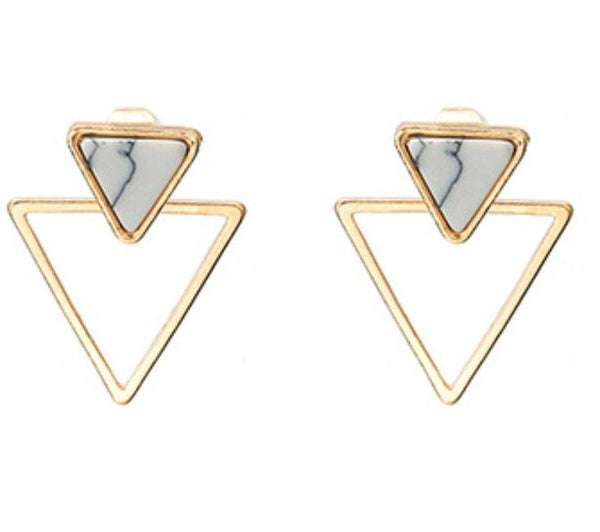 double triangle white marble earrings - Whispers & Anarchy
