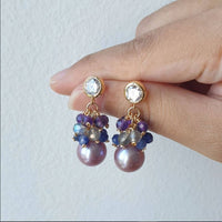 Galaxy - Lavender Edison pearl with gemstone clusters