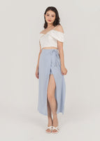 Fairytale Midi Slit Skirt In Sky Blue #6stylexclusive
