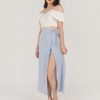 Fairytale Midi Slit Skirt In Sky Blue #6stylexclusive