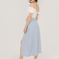 Fairytale Midi Slit Skirt In Sky Blue #6stylexclusive