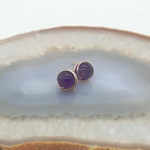 Amethyst wire wrapped Earstuds