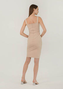 Get To Business Midi Dress In Nude #6stylexclusive