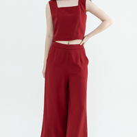 [Co-Ord] Maroon Square Neck Crop Top
