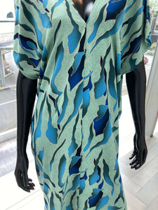 The Mahoney Blue Waves Kaftan Long Dress