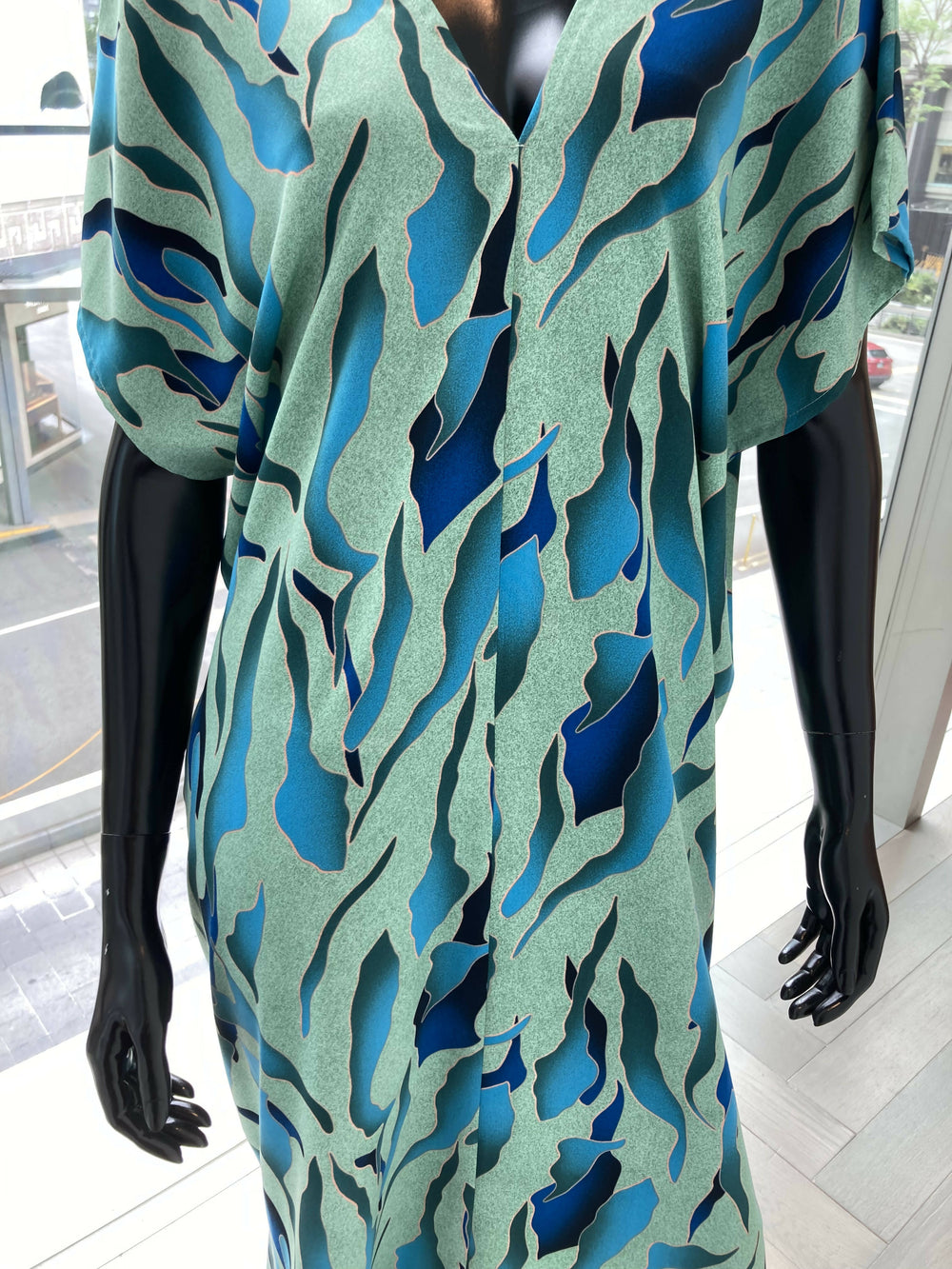 The Mahoney Blue Waves Kaftan Long Dress