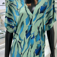 The Mahoney Blue Waves Kaftan Long Dress