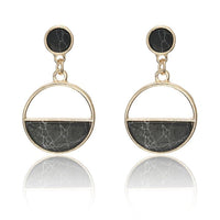 half moon natural stone earrings - black marble - Whispers & Anarchy