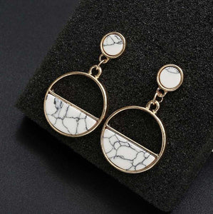 half moon natural stone earrings - white marble - Whispers & Anarchy