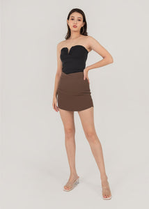 Hourglass Curved Skorts In Coffee Brown #6stylexclusive