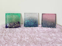Floral Christmas Collection II - Moonlight Ombre Resin Coasters
